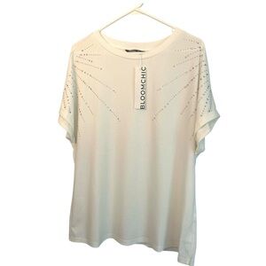 BloomChic Short Sleeve Top with Rhinestone Embellishments